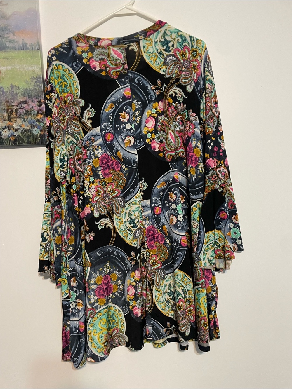 Black Multi-Pattern Long-Sleeve Tunic Top - Picture 3 of 3